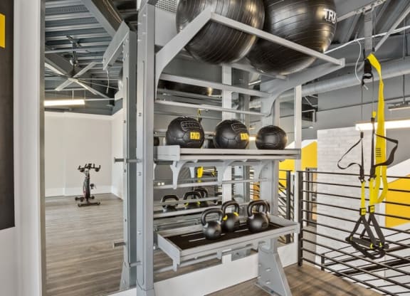 Fitness center with equipment