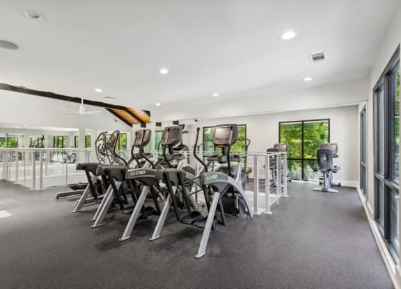 Community Fitness Center with Equipment at Dunwoody Village Apartments in Atlanta, GA.