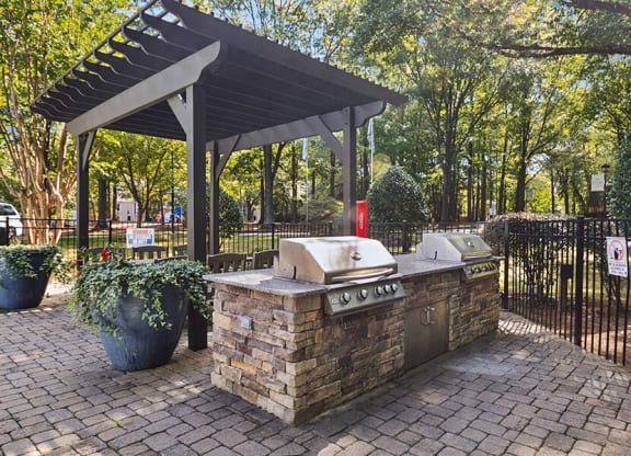 Outdoor BBQ Area at Arbor Village Apartments located in Charlotte, NC.