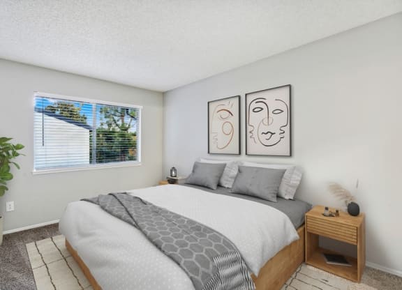 Model bedroom with large window