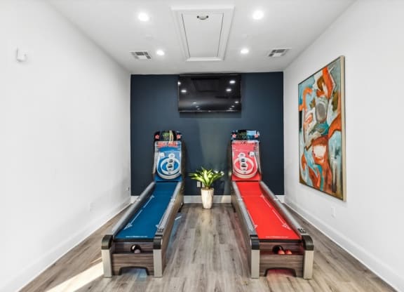 Skee-ball room at Park West Apartments in Houston, Texas
