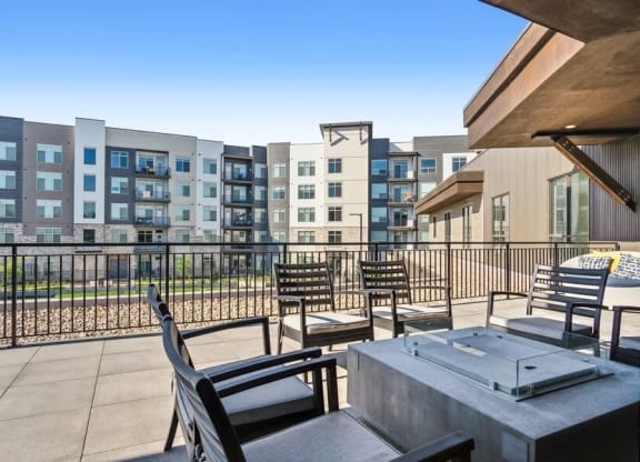 Community patio with fire pit