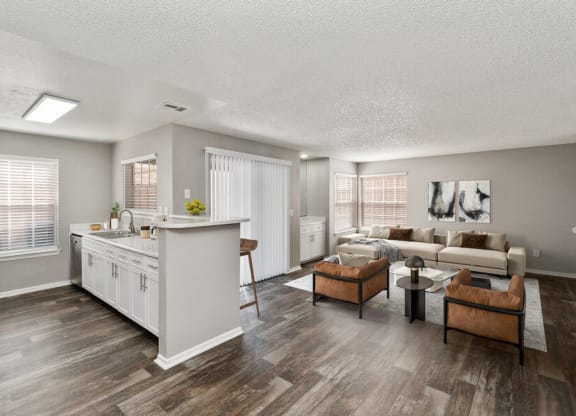 Model kitchen and living room