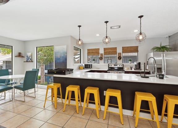 Community Clubhouse Kitchenette at Grand Pavilion Apartments in Tampa, FL.