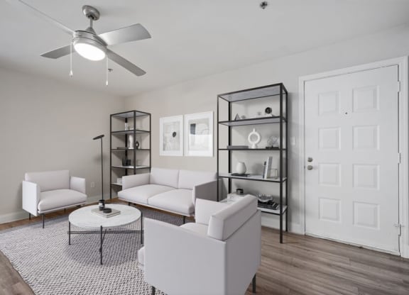Model living room and entry way