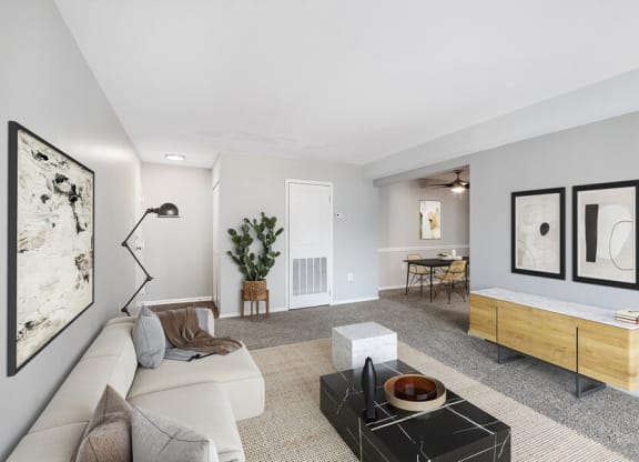Model living room and dining