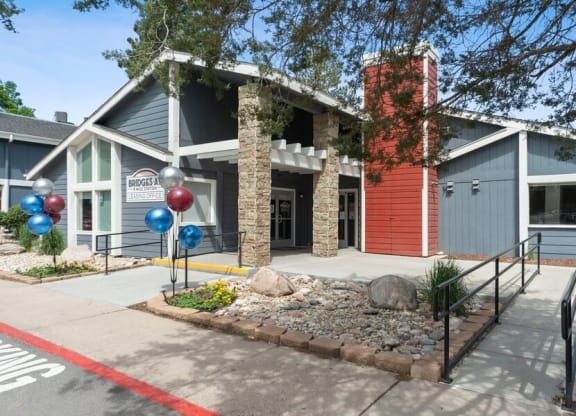 Apartment building exterior and landscape