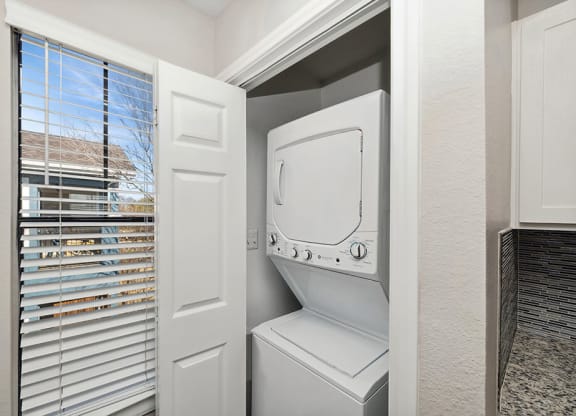 Model Washer and Dryer Hook Up Area at Hidden Creek Apartments in Lewisville, TX.