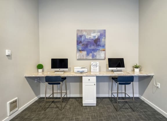 Community computer station with two desktop computers