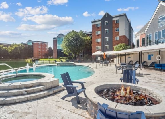 Poolside fire pit at Esprit Cherry Creek, Glendale