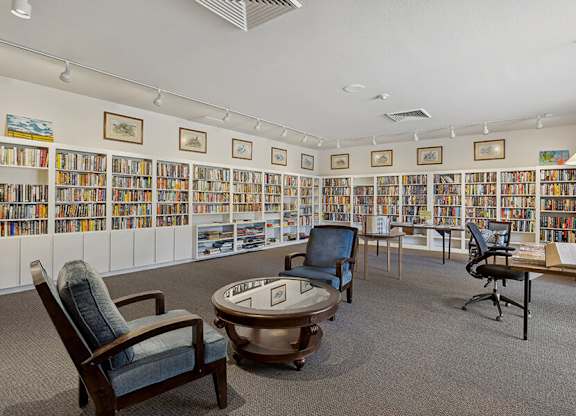 Library filled with books at Walnut Creek Manor Apartments in Walnut Creek, CA