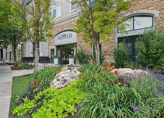 Exterior Community Building and Landscape at Altitude on Fifth Apartments located in Salt Lake City, UT.