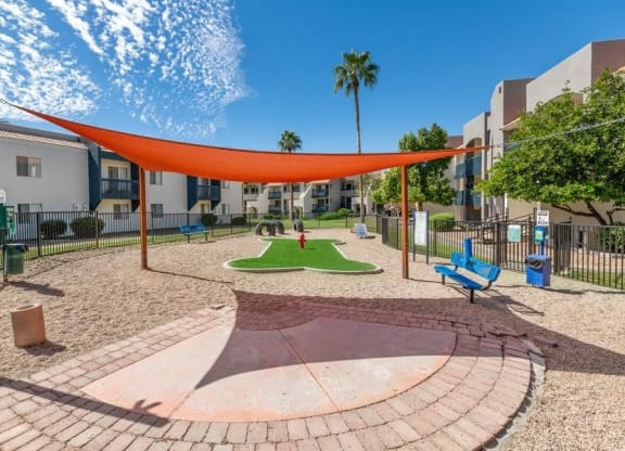 Covered outdoor dog park area