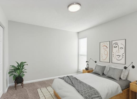 Model bedroom with updated carpeting