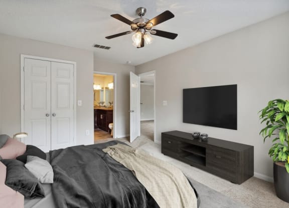 Model bedroom with closet