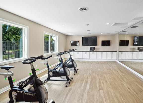 Community Fitness Center with Equipment at Waterfront Apartments in Lakewood, CO.