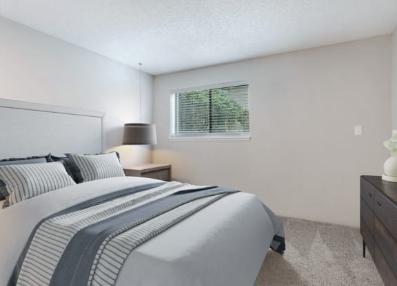 Model bedroom with carpeting