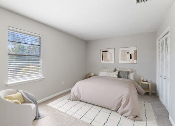 Model bedroom with carpeting
