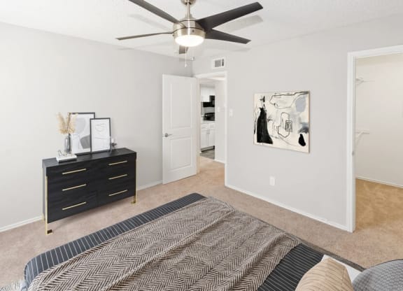 Model primary bedroom at Autumnwood, Arlington, 76014