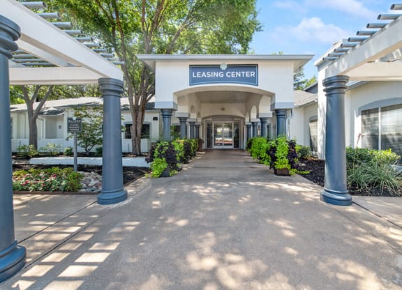 Exterior Leasing Center & Landscape at Allure North Dallas Apartments in Dallas, TX.