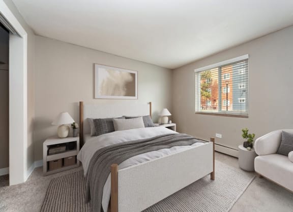 Model bedroom at Esprit Cherry CreekApartments in Glendale, CO