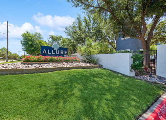 Community Monument Sign at Allure North Dallas Apartments in Dallas, TX.