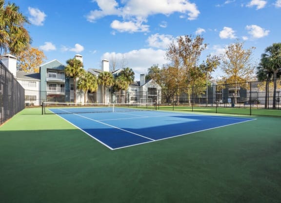 Outdoor Tennis and Pickleball Court at Caribbean Breeze Apartments in Tampa, FL.