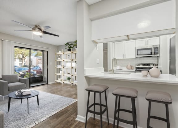 Model kitchen with bar seating