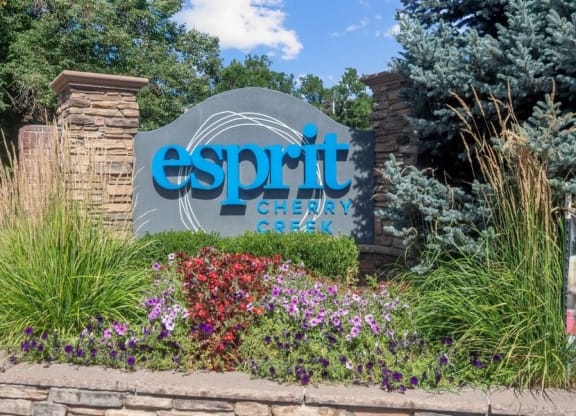 Property entrance sign at Esprit Cherry Creek, Colorado, 80246