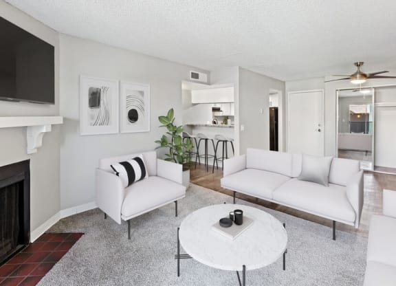 Model living room and kitchen