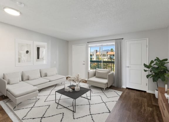 Model living room with large open spaces
