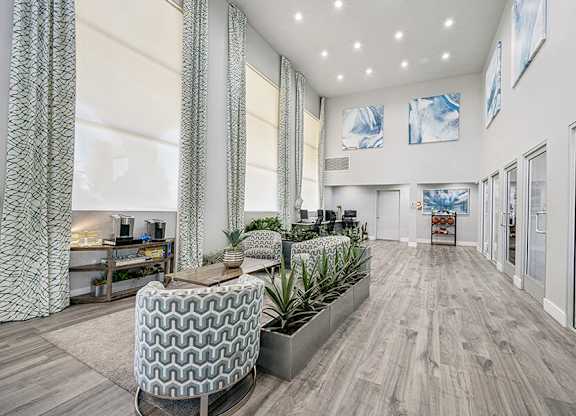 Community Clubhouse with Lounge Furniture at Stillwater Apartments located in Glendale, AZ.