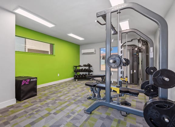 Community Fitness Center with Equipment at Peaks on 4th Apartments in Avondale, AZ.