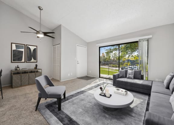 Model apartment living room at Verona Park, Mesa