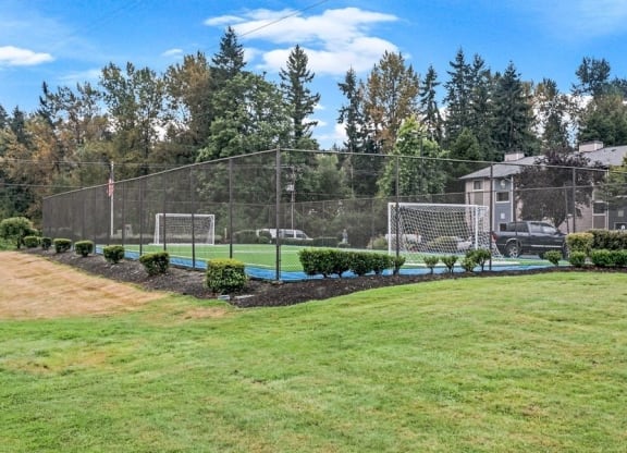 Fenced soccer field