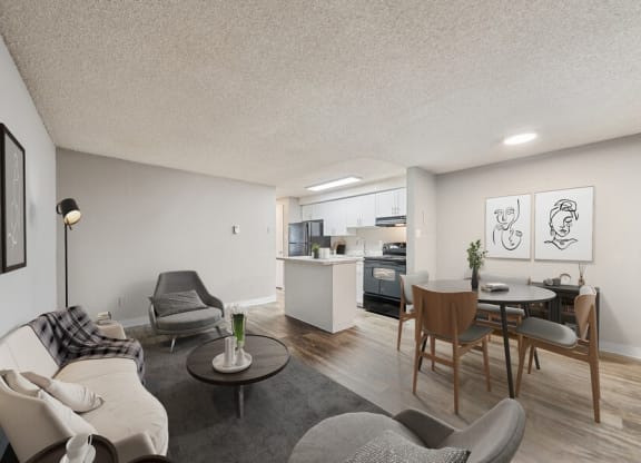 Model living room at Esprit Cherry CreekApartments in Glendale, CO