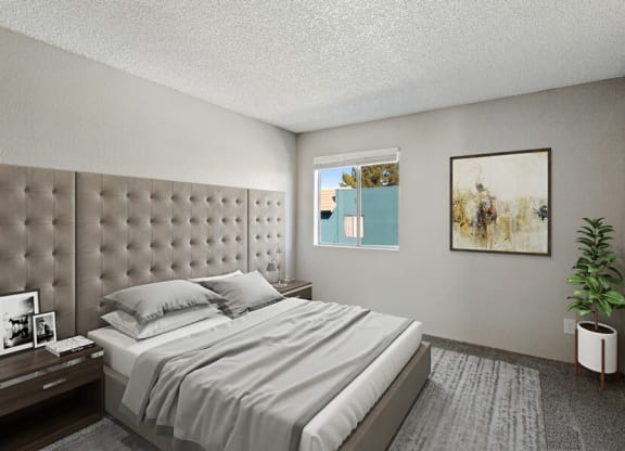 Model bedroom with carpet