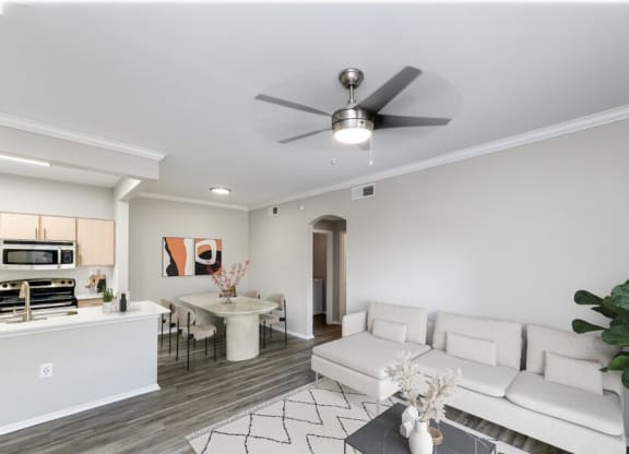 Model living room and dining