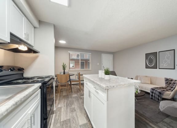 Model kitchen at Esprit Cherry CreekApartments in Glendale, CO