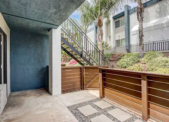 Model Exterior Patio at Cove La Mesa Apartments located in La Mesa, CA.