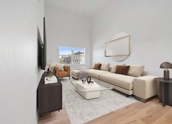 Mode living room with natural lighting windows