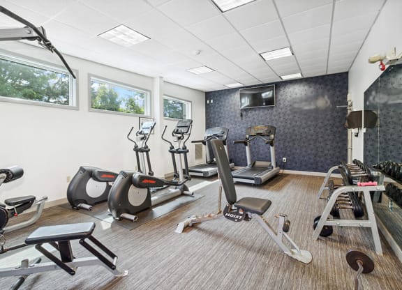 Clubhouse interior with equipment