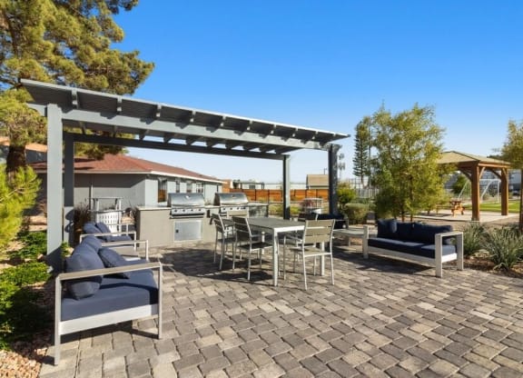 Poolside BBQ area and fire pit