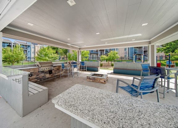 Outdoor covered fire pit area