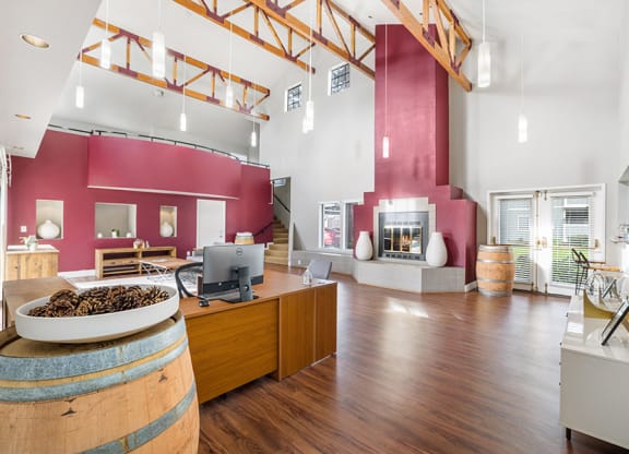 Community Leasing Office & Clubhouse with Fireplace at Meritage Apartments in Vallejo, CA.