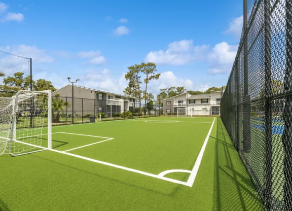 Soccer field with goal posts