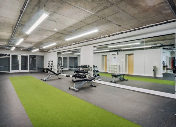 Fitness center with free weights