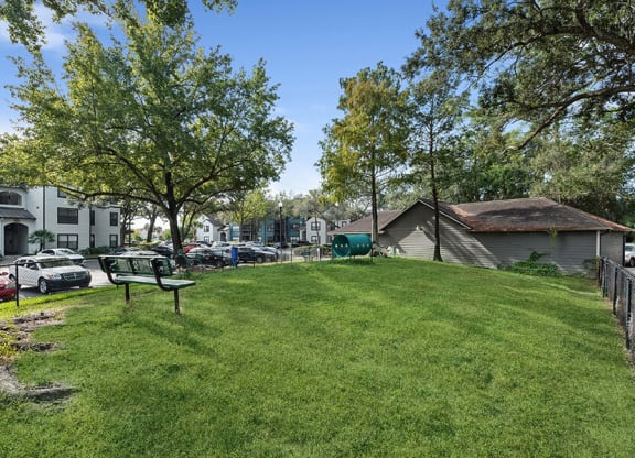 Community Dog Park with Agility Equipment at Fountains Lee Vista Apartments in Orlando, FL.