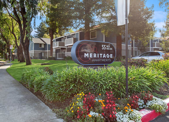 Community Monument Sign and Landscape at Meritage Apartments in Vallejo, CA.