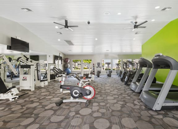 Community Fitness Center with Equipment at Saratoga Ridge Apartments located in North Phoenix, AZ.
